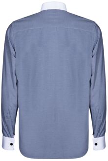 Heren club kraag marineblauw shirt jaren 1920 Peaky Blinders met Bar Poplin Pin Smart - maat L Navy