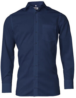 Heren comfort shirt met lange mouwen Blauw - 40 (M)