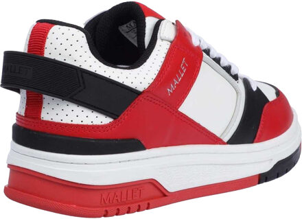 Heren Compton Leren Trainers (Wit, Rood)