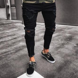 Heren Cool Jeans Ripped Vernietigd Biker Jena Flanger Zwarte Skinny Stretch Slim Fit Hop Hop Broek Met Gaten voor Mannen Xxl