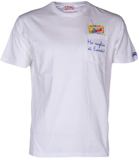 Heren Crewneck Katoenen T-shirt met Cartoon Print MC2 Saint Barth , White , Heren - 2Xl,Xl,L,M