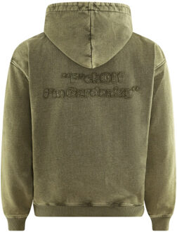 Heren cut & sew quarter zip hoodie Groen - M