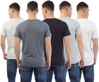 Heren Demtare Mouw T-shirt met print (Pak van 5) (Veelkleurig) Groen