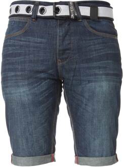 | Heren Denim Korte Broek met Riem - Mid Stonewash - maat Blauw