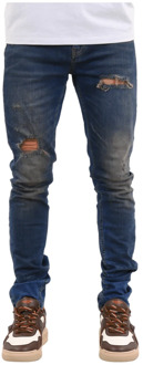 Heren Destroyer Skinny Jeans Flaneur Homme , Blue , Heren - W32,W28