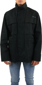 Heren diag tab field jacket black bl Zwart - M