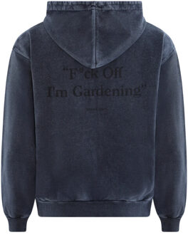 Heren distressed fuck off hoodie - maat L Blauw