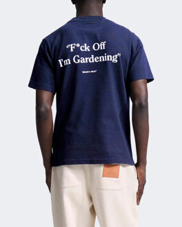 Heren distressed fuck off t-shirt Blauw - M