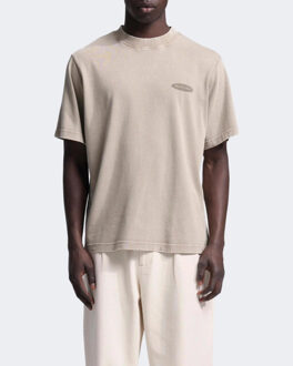 Heren distressed fuck off t-shirt - maat S Beige