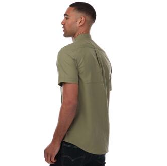 Heren Drayton overhemd met korte mouwen (Olijf) - maat