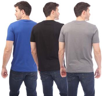 Heren Duka Logo T-Shirt (Pak van 3) (Marine/Grijs/Zwart) - maat Navy