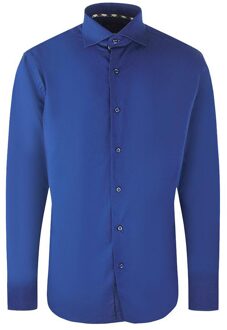 Heren Effen Lange Mouwen Shirt (Marineblauw) - maat XS Navy