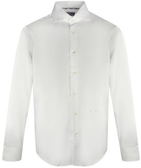 Heren Effen Langsleeve Shirt (Wit) - maat S
