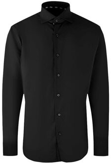 Heren Effen Langsleeve Shirt (Zwart) - maat XS
