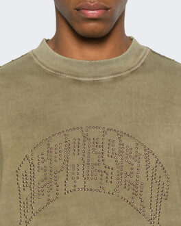 Heren embellished t-shirt - maat M Groen