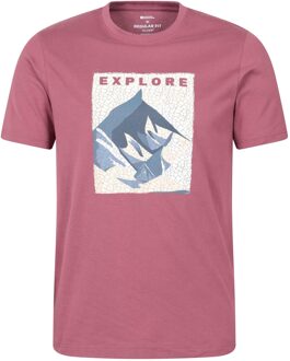 Heren Explore Organic T-Shirt (Donkerroze) - maat 2XL