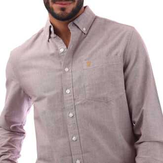Heren Farah Boxworth Shirt in Stoffig Roze - maat S