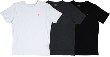 Heren Farah Colney 3 Pack T-shirts in Zwart Grijs Wit Zwart/wit