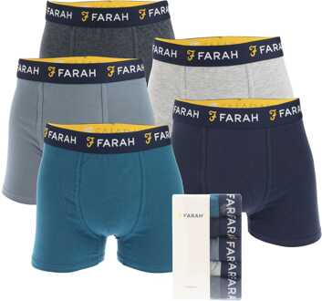 Heren Farah Darrick 5 Pack Boxershort in Navy Grijs - maat