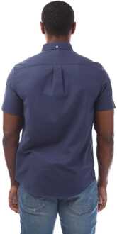 Heren Farah Drayton Shirt met Korte Mouw in Blauw