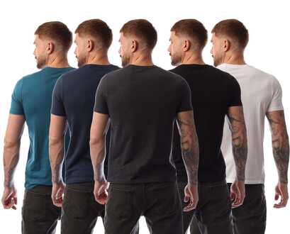 Heren Farah Fordham 5 Pack Loungeshirts in marine groen Navy