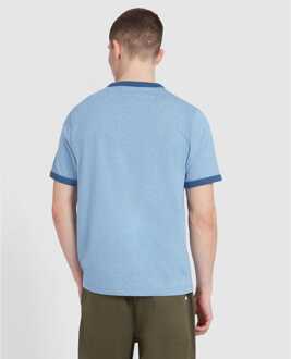 Heren Farah Groves Ringer T-shirt in blauw - maat S