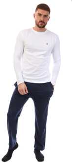 Heren Farah Gruffyd T-Shirt & Broek Set in White Navy Blauw en wit