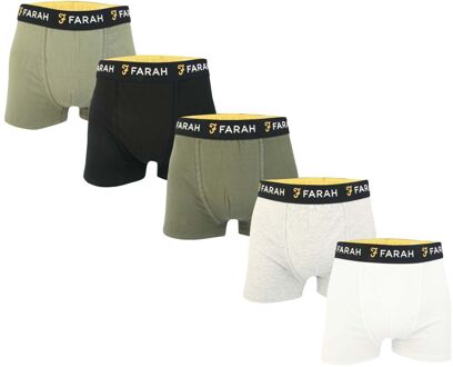 Heren Farah Renzo 5 Pack Boxershort in Khaki Kaki