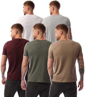 Heren Farah Wardlow 5 Pack Lounge T-Shirts in Grijsgroen - XL