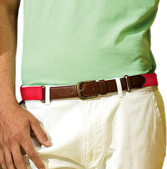 Heren Fauxleer en Canvasgordel (Kersenrood) - One Size