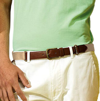 Heren Fauxleer en Canvasgordel (Khaki) Kaki - One Size