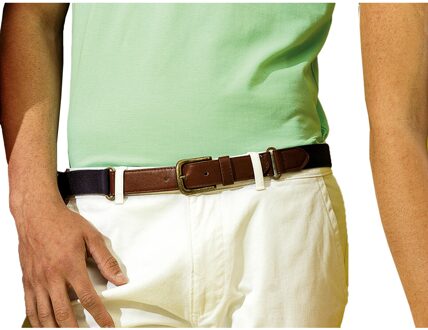 Heren Fauxleer en Canvasgordel (Zwart) - One Size