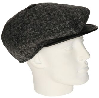 Heren flat cap donkergrijs met lichte structuur 56