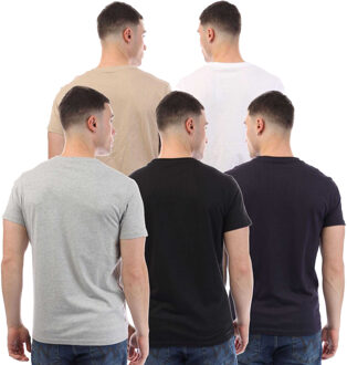 Heren Frankinz T-Shirt (5-pack) (Zwart/Grijs/Wit/Beige) - maat M