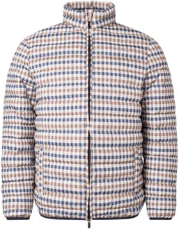 Heren Geblokte Mock Neck Actieve Gewatteerde Jas (Beige) - XL