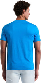 Heren Geborduurd T-shirt met logo (Blauw)