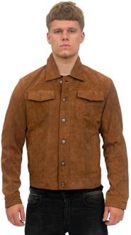 Heren geit suède jeansjack-Adelaide Bruin - L