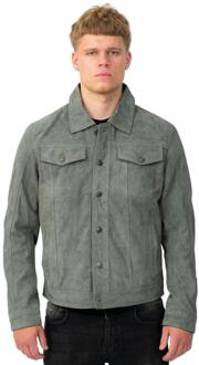 Heren geit suède jeansjack-Adelaide - maat 5XL Grijs