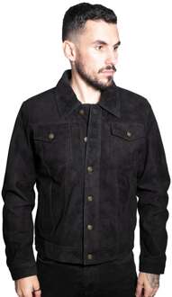 Heren geit suède truckerjack-Taraz Zwart - XL