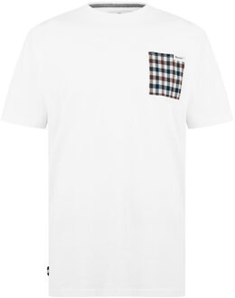 Heren Gepersonaliseerd T-Shirt met Ruitjes en Borstzak (Optisch Wit) - 2XL