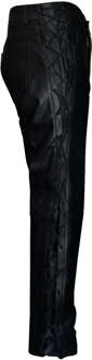 Heren geregen leren bikerjeans-Utah Zwart - 36 (Taille)