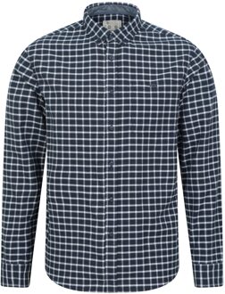 Heren Geruit Biologisch Overhemd (Donkerblauw)