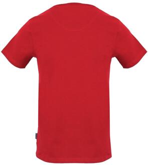 Heren Geruit Logo Strip T-shirt (Rood) - M