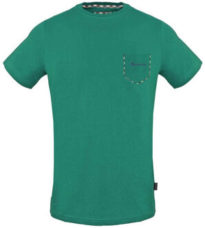 Heren Geruite Valse Pocket T-Shirt (Groen) - maat