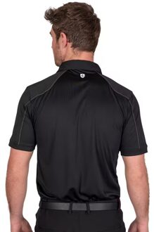 Heren Gestikt Golf Poloshirt (Zwart) - M