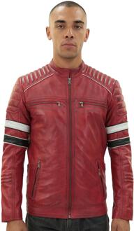 Heren gewatteerd leren racejack-Madrid - maat 2XL Rood
