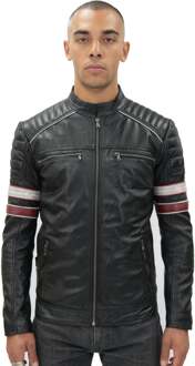 Heren gewatteerd leren racejack-Madrid - maat 3XL Zwart