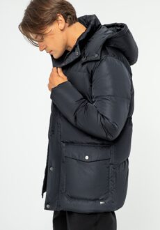 Heren Gewatteerde Donsjas met Capuchon Marineblauw Nylon - maat XL Donkerblauw