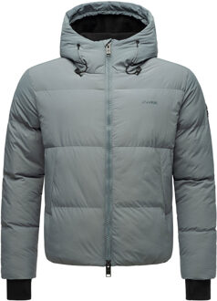 heren gewatteerde jas Tayroos met fleecevoering en 2-weg ritssluiting Blauw - XL