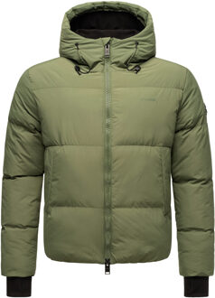 heren gewatteerde jas Tayroos met fleecevoering en 2-weg ritssluiting - maat L Groen